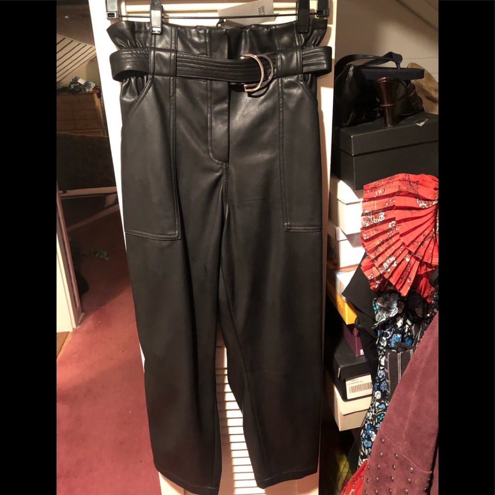River Island faux leather crop pants